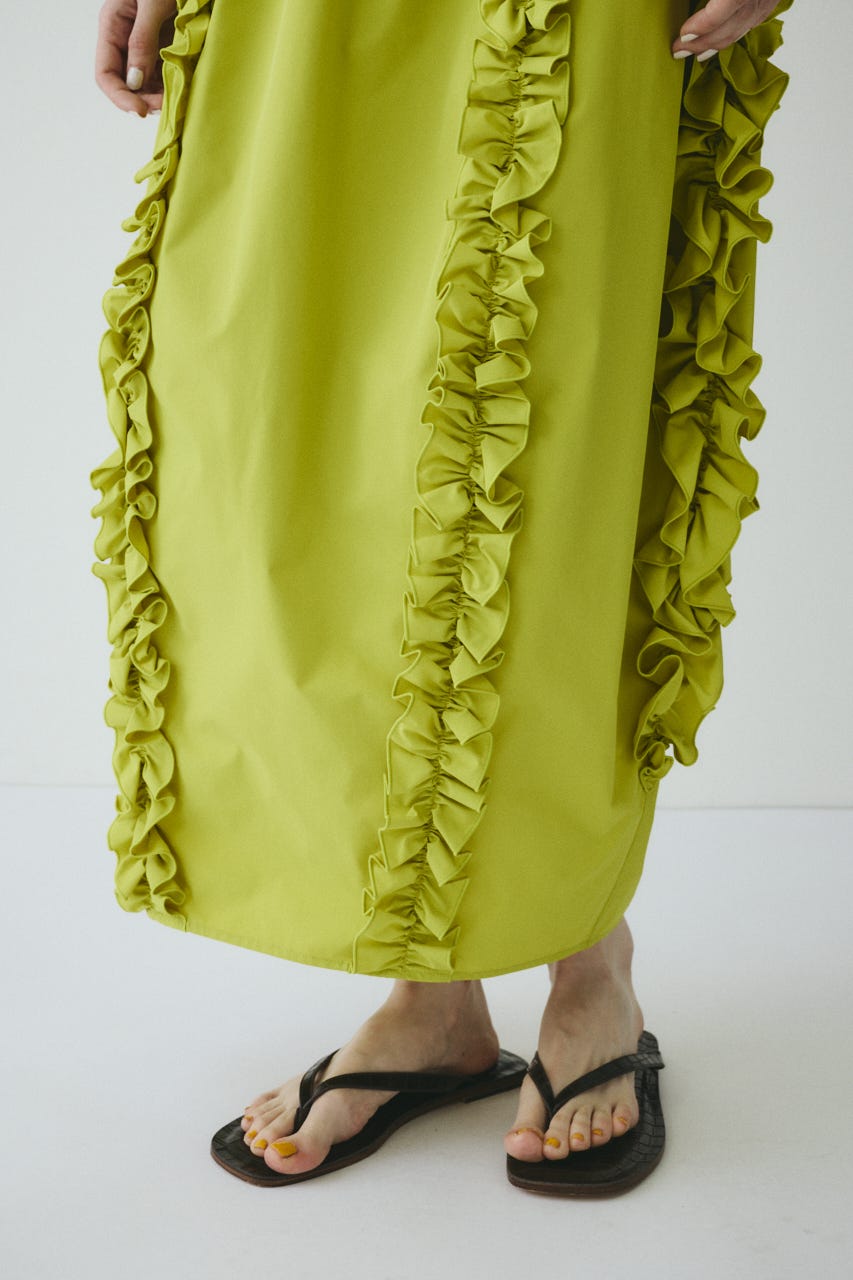 【ポイントアップ+4％対象商品】［予約］Frill cocoon skirt LIME FREE