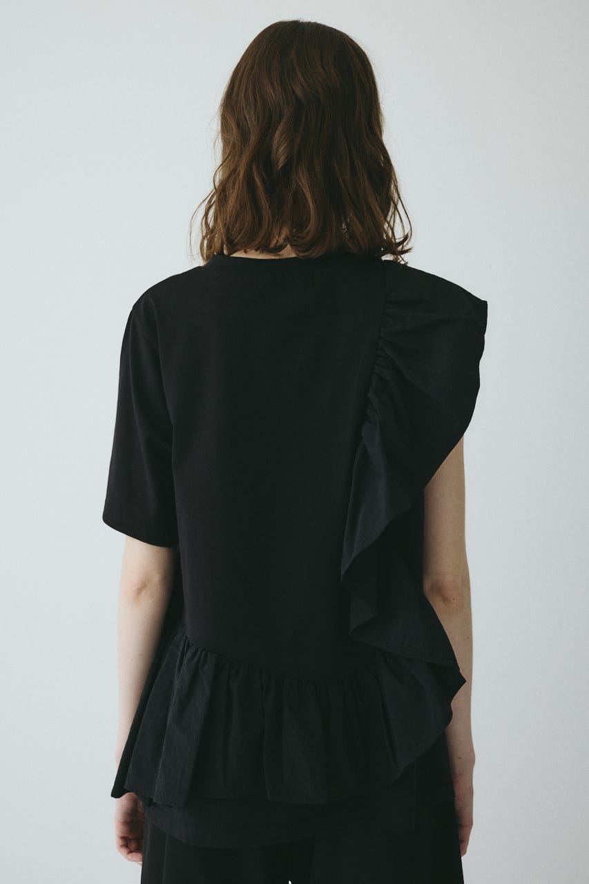 【ポイントアップ+4％対象商品】［予約］Docking ruffle peplum tops BLK FREE