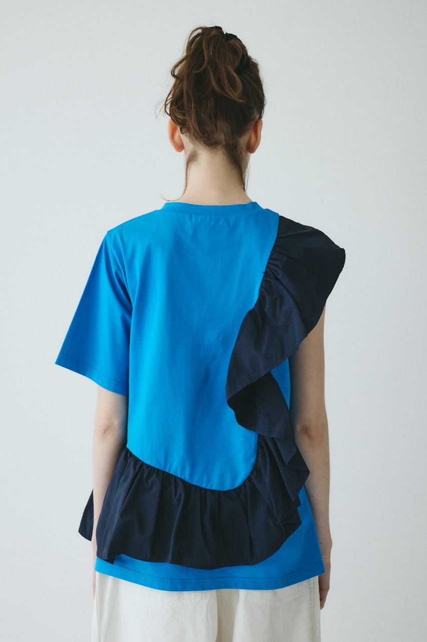 【ポイントアップ+4％対象商品】［予約］Docking ruffle peplum tops BLU FREE