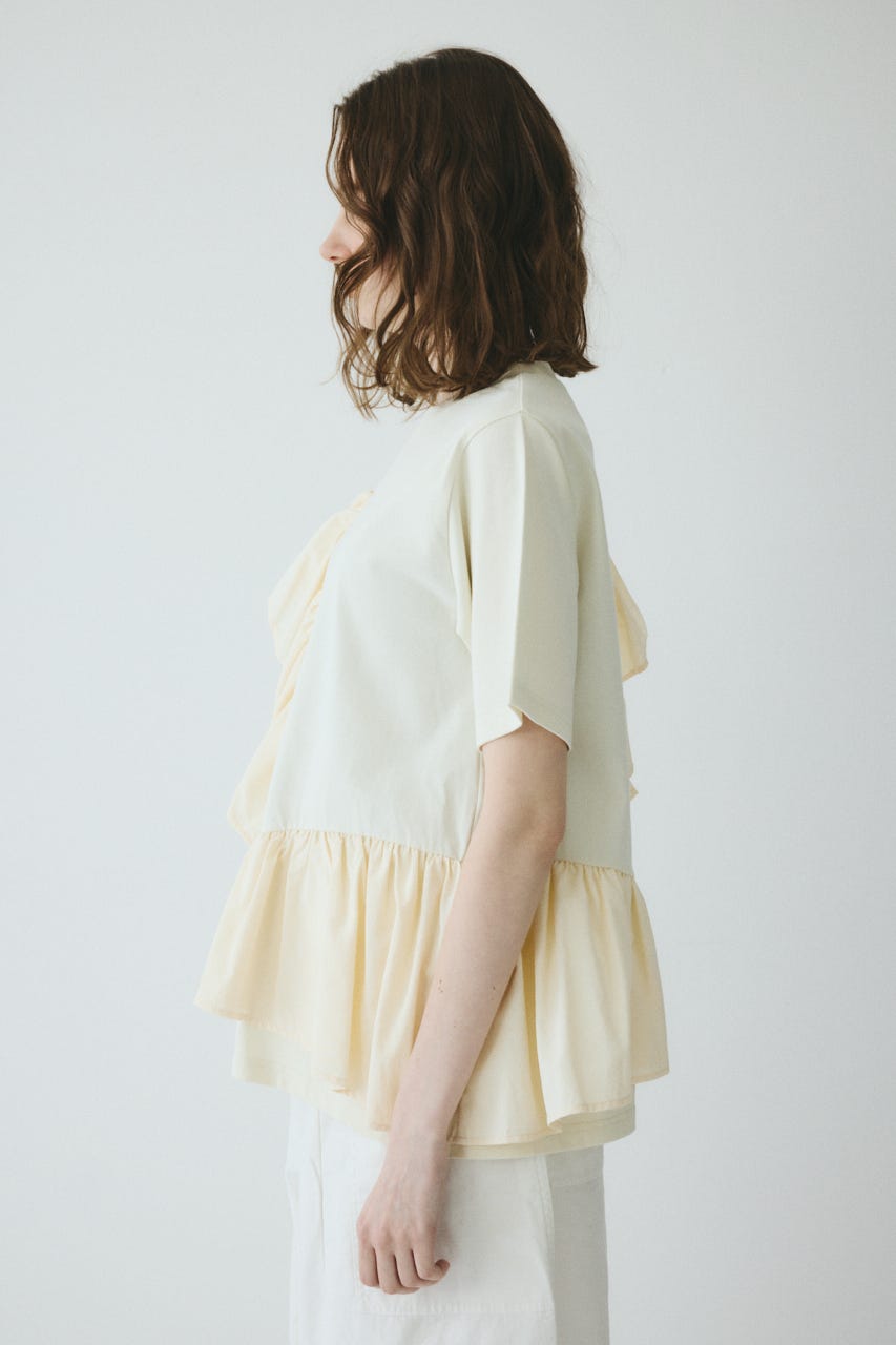 【ポイントアップ+4％対象商品】［予約］Docking ruffle peplum tops O/WHT FREE