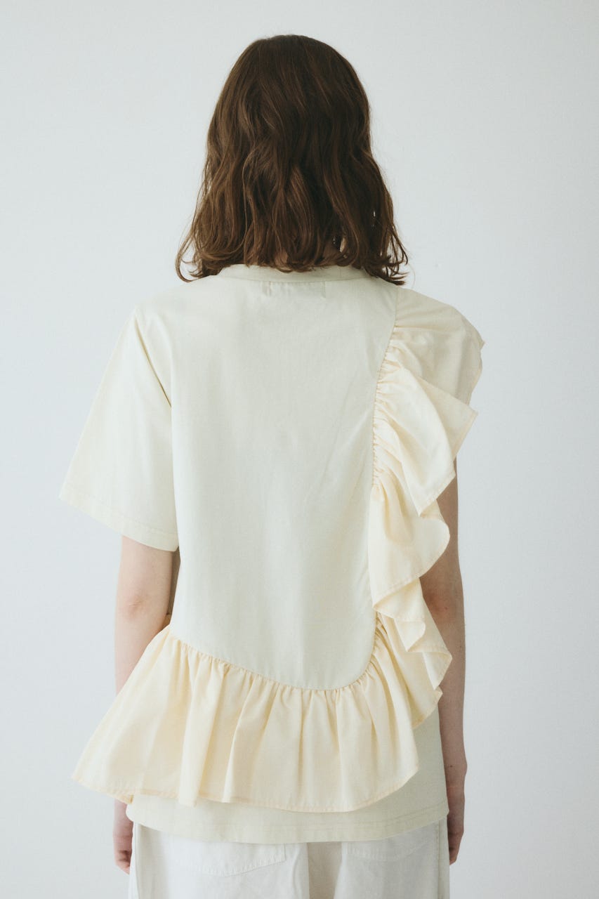 【ポイントアップ+4％対象商品】［予約］Docking ruffle peplum tops O/WHT FREE