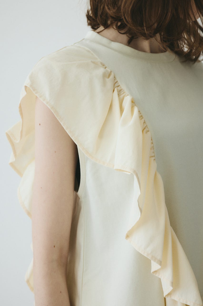 【ポイントアップ+4％対象商品】［予約］Docking ruffle peplum tops O/WHT FREE