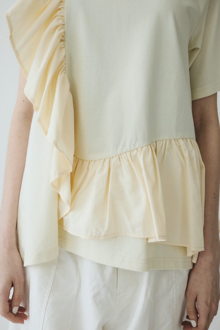 【ポイントアップ+4％対象商品】［予約］Docking ruffle peplum tops O/WHT FREE