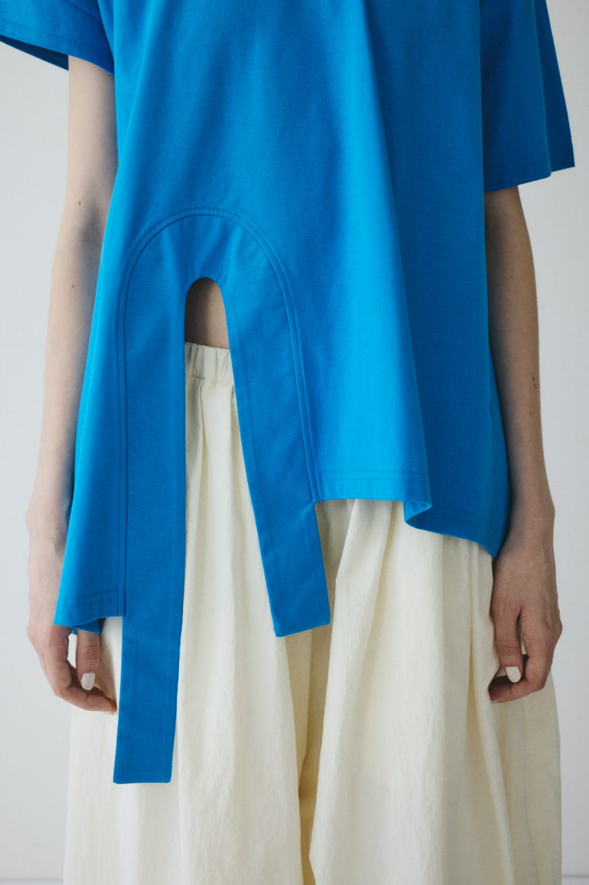 ［予約］Asymmetry hem drape cut tops BLU FREE