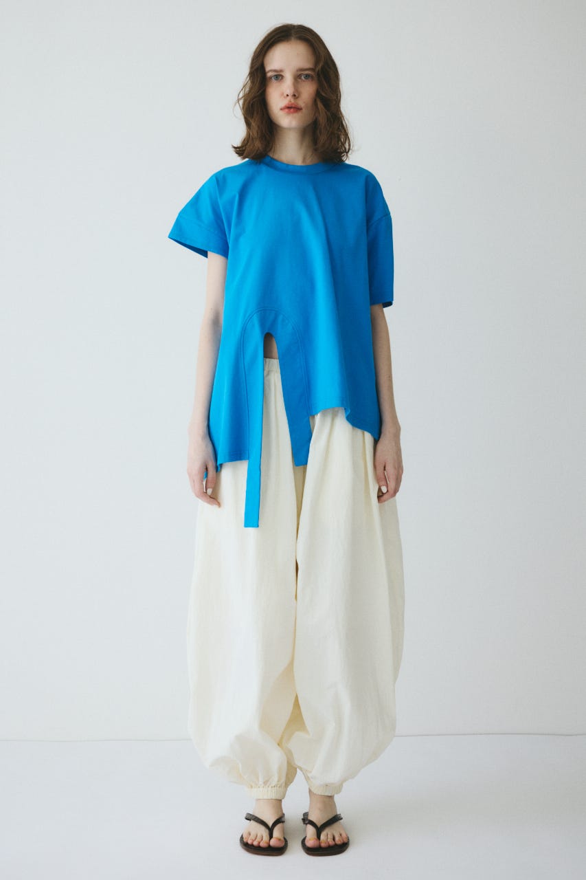 ［予約］Asymmetry hem drape cut tops BLU FREE