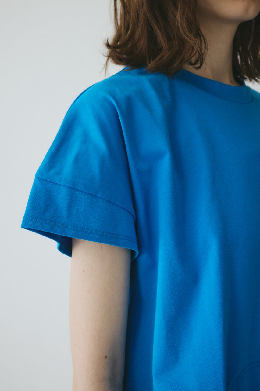 ［予約］Asymmetry hem drape cut tops BLU FREE
