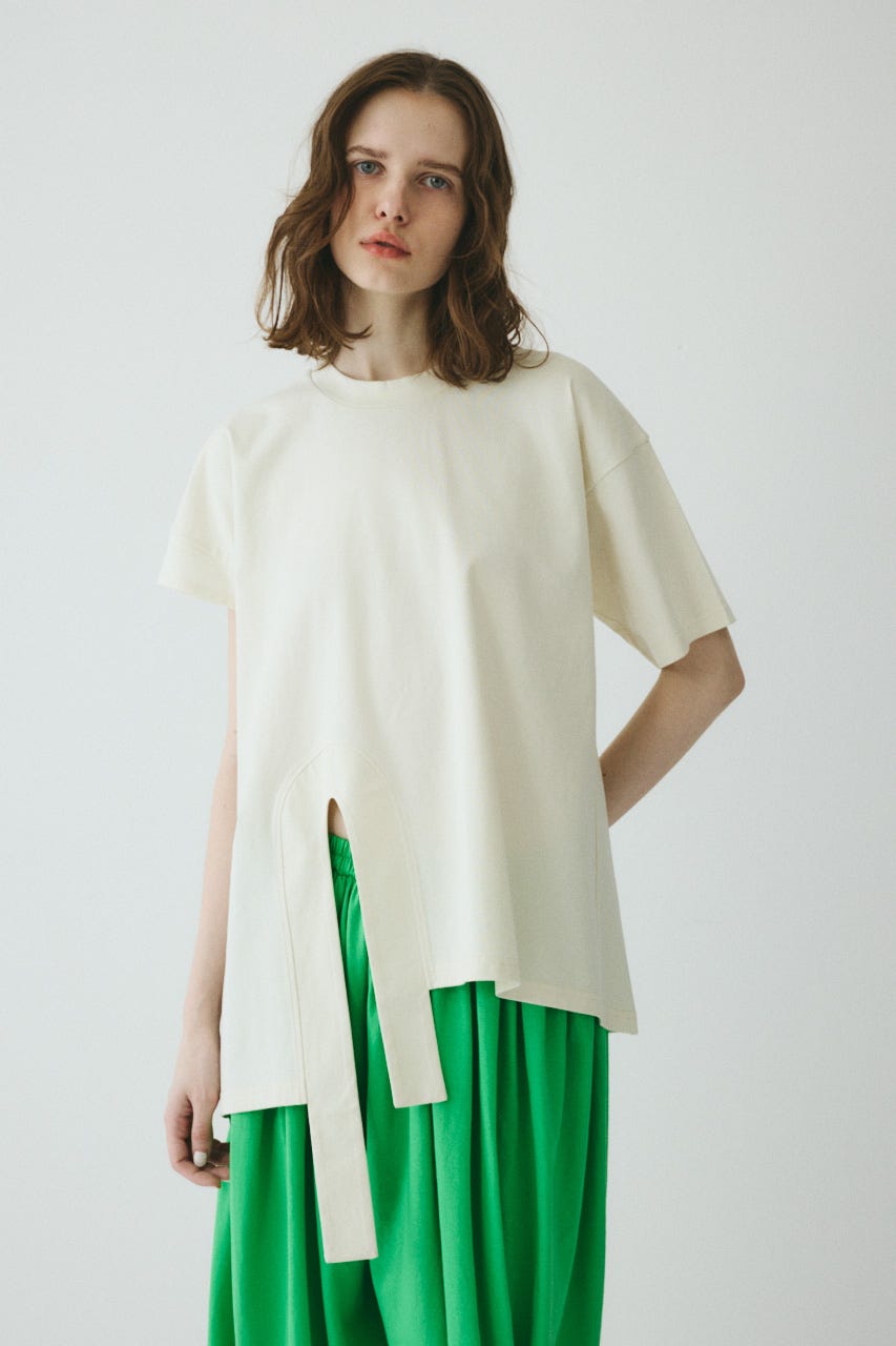 ［予約］Asymmetry hem drape cut tops O/WHT FREE