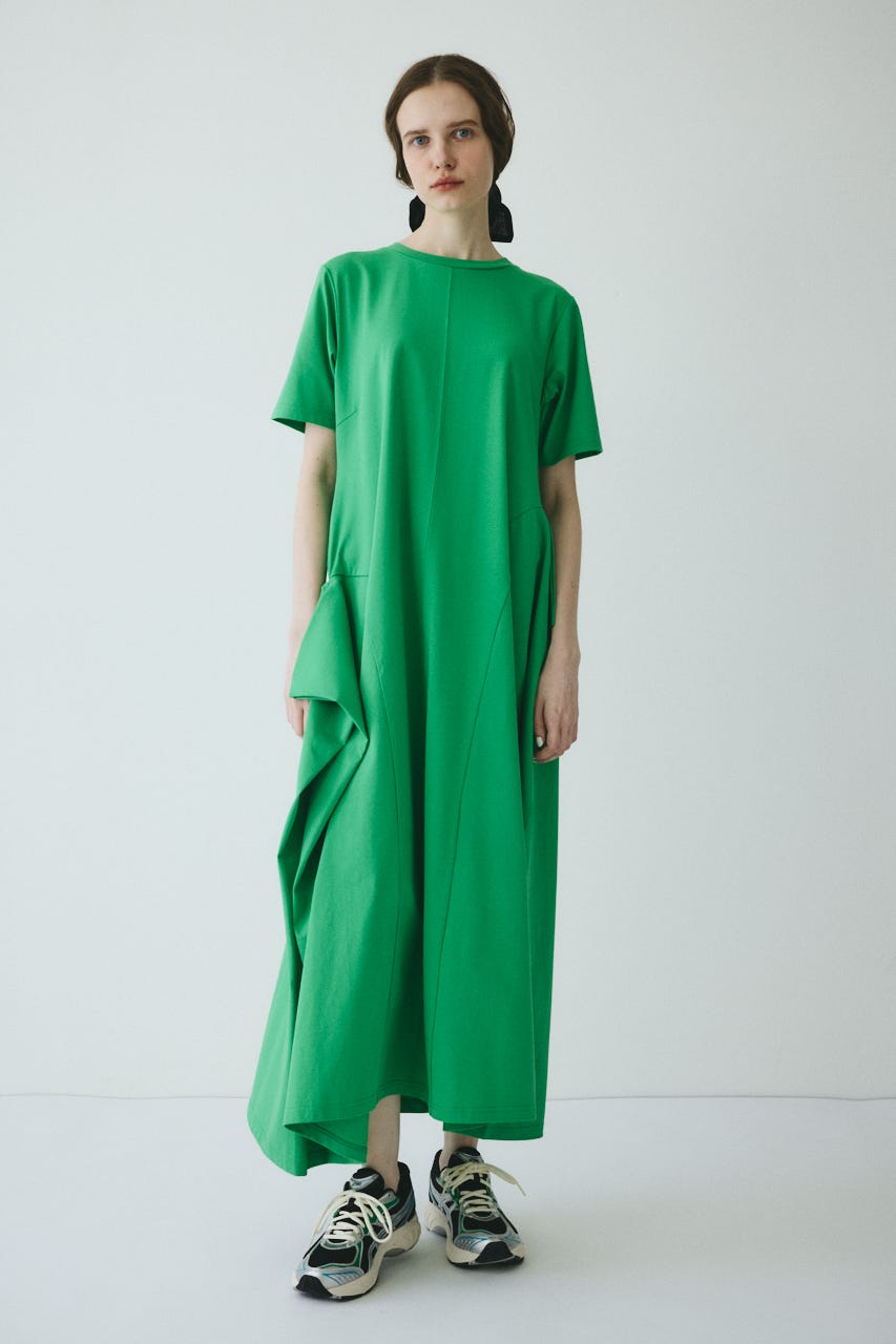 【ポイントアップ+4％対象商品】［予約］Deformation flare cut onepiece GRN FREE