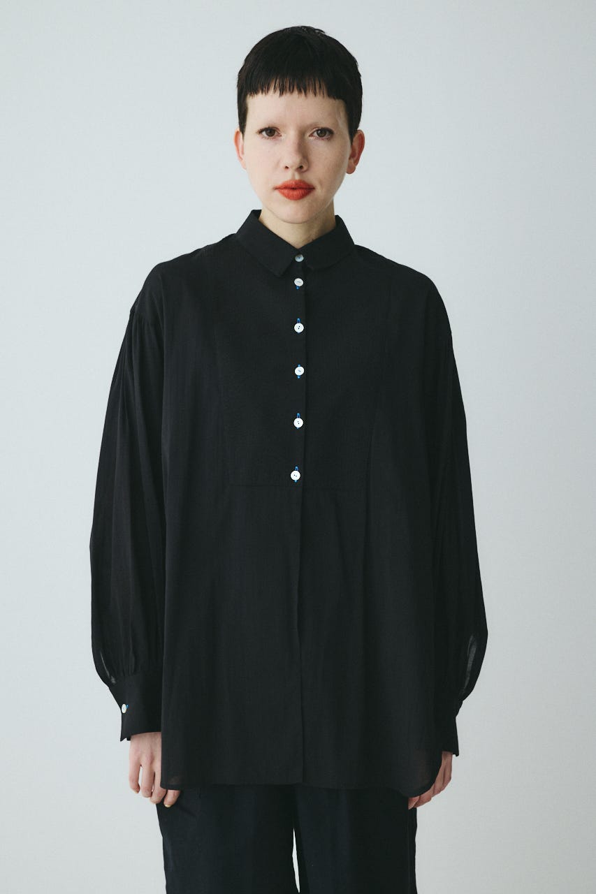 Round hem shirt BLK FREE
