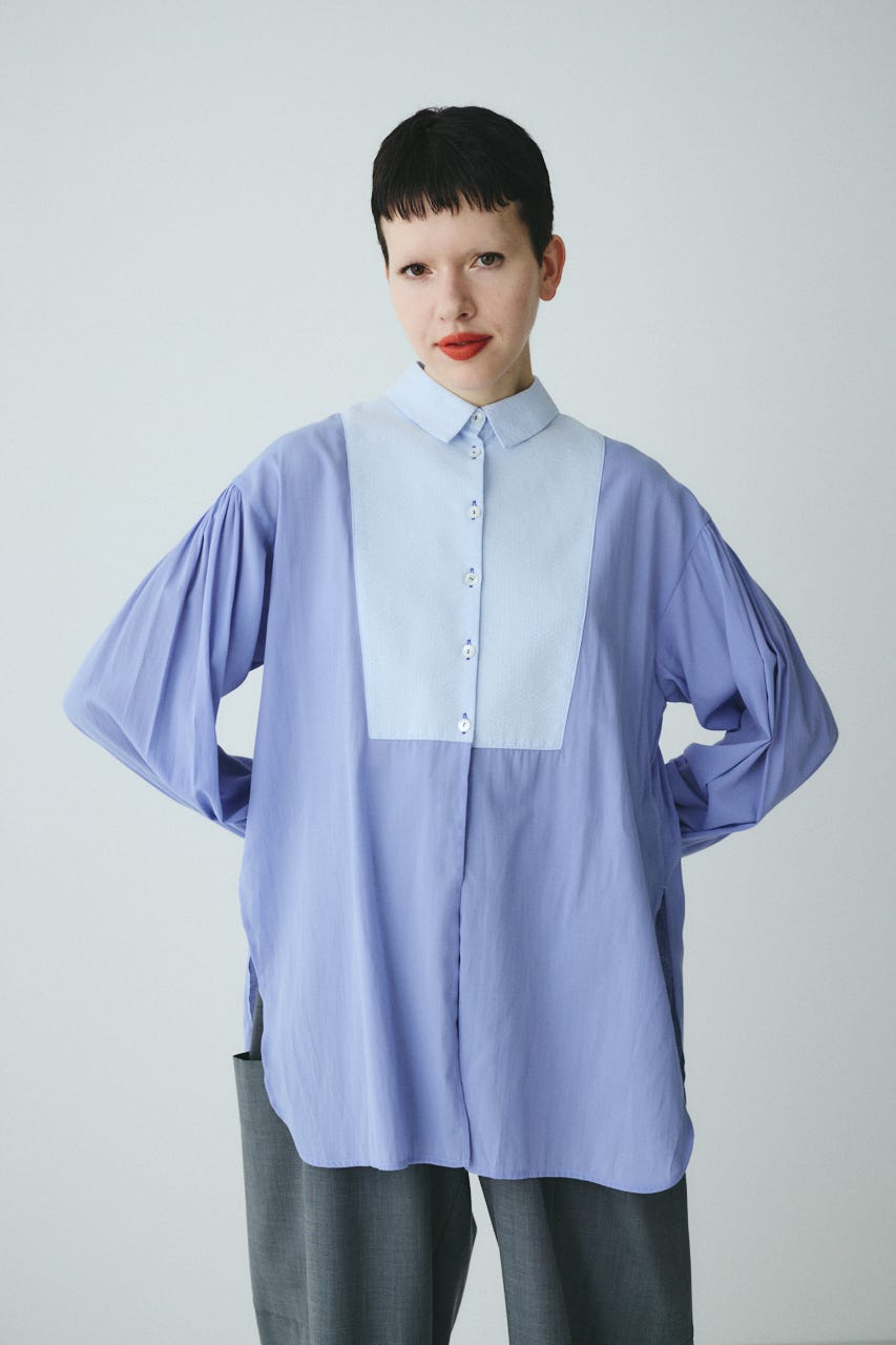 Round hem shirt BLU FREE