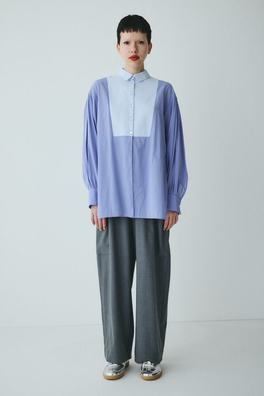 Round hem shirt BLU FREE