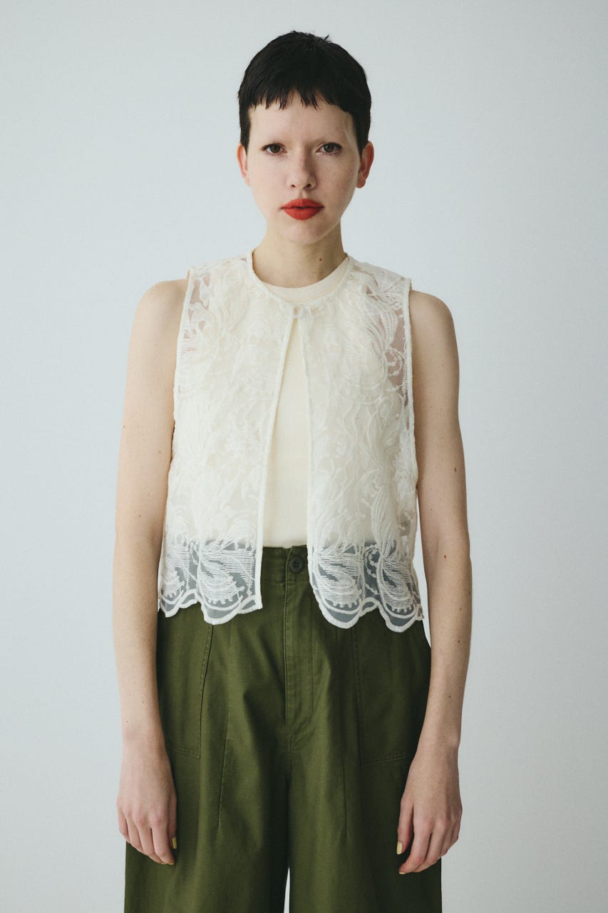 Lace vest O/WHT FREE