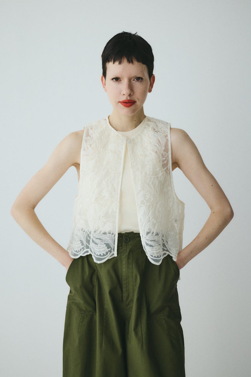 Lace vest O/WHT FREE