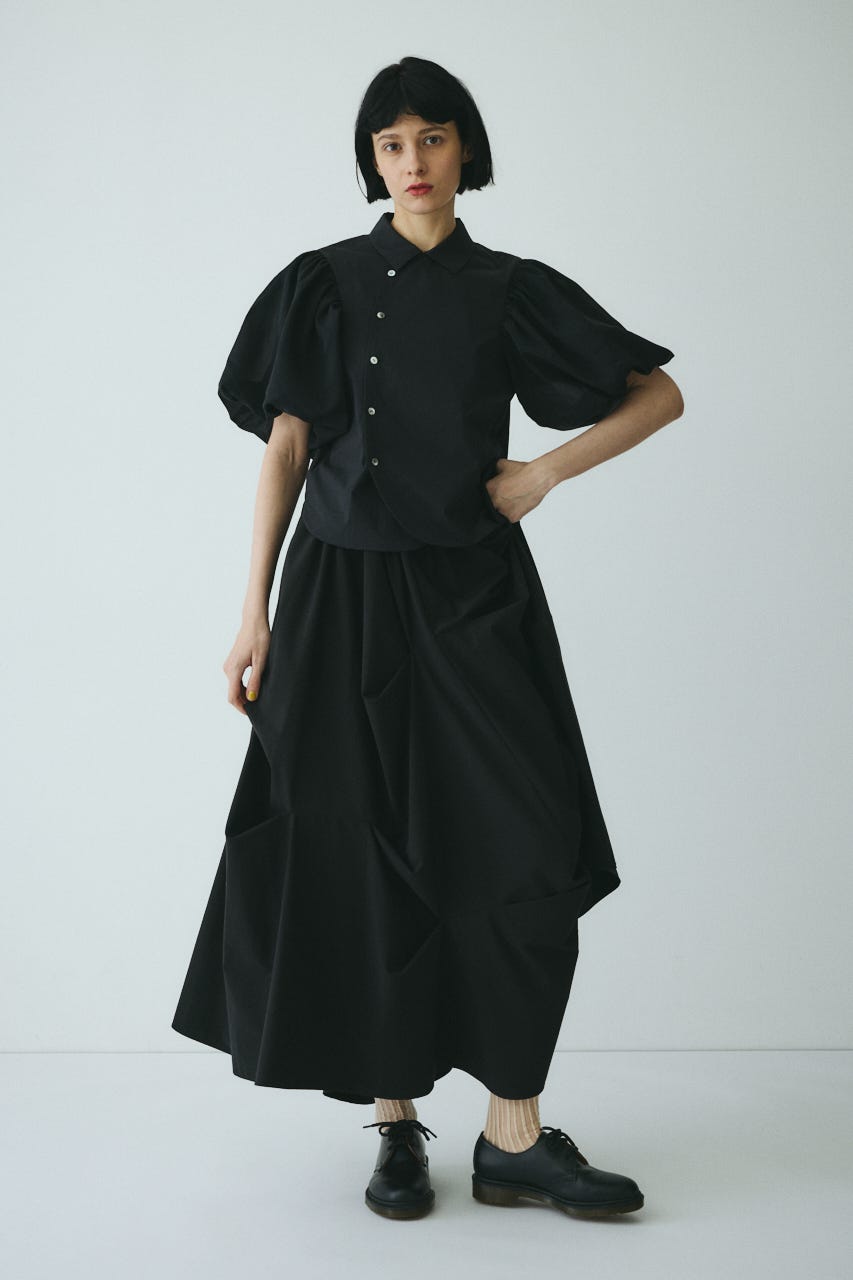 CLO Round hem balloon blouse BLK FREE