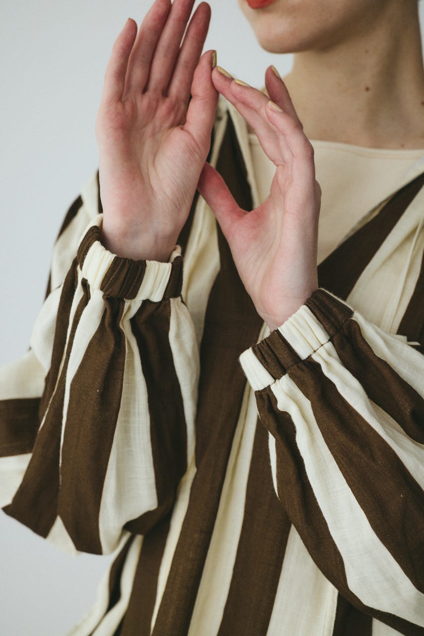 Stripe gauze  blouse 柄BRN FREE