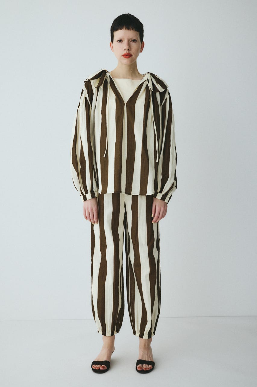 Stripe gauze  blouse 柄BRN FREE