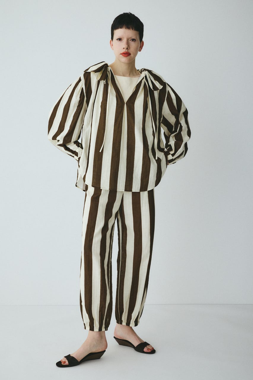 Stripe gauze  blouse 柄BRN FREE