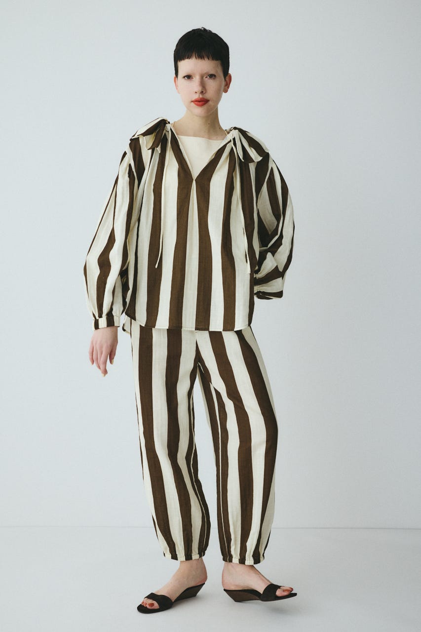 Stripe gauze  blouse 柄BRN FREE
