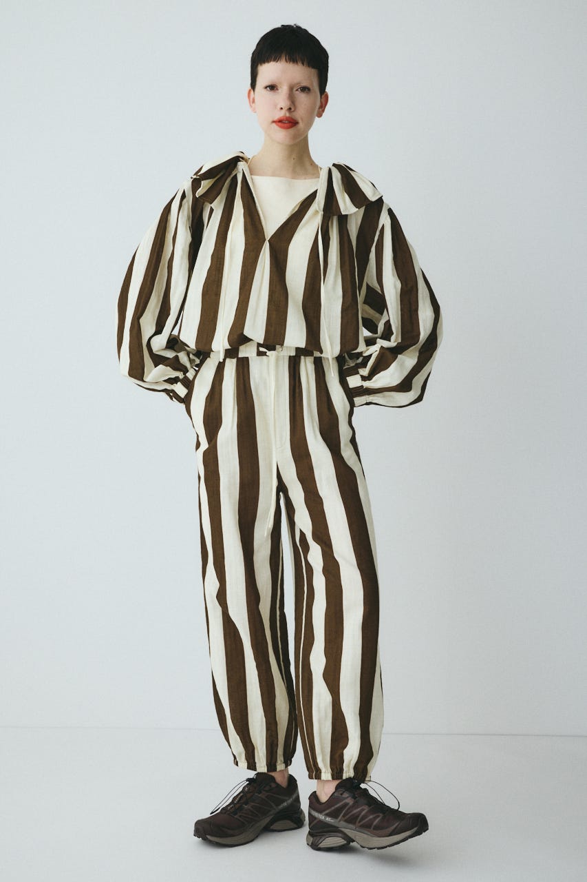 Stripe gauze  blouse 柄BRN FREE