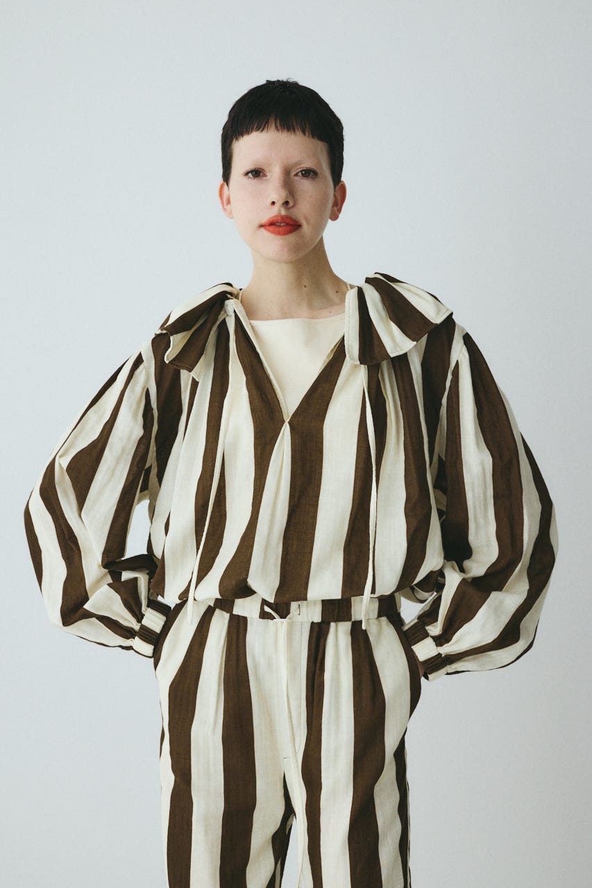Stripe gauze  blouse 柄BRN FREE