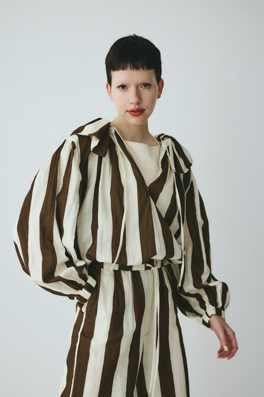 Stripe gauze  blouse 柄BRN FREE