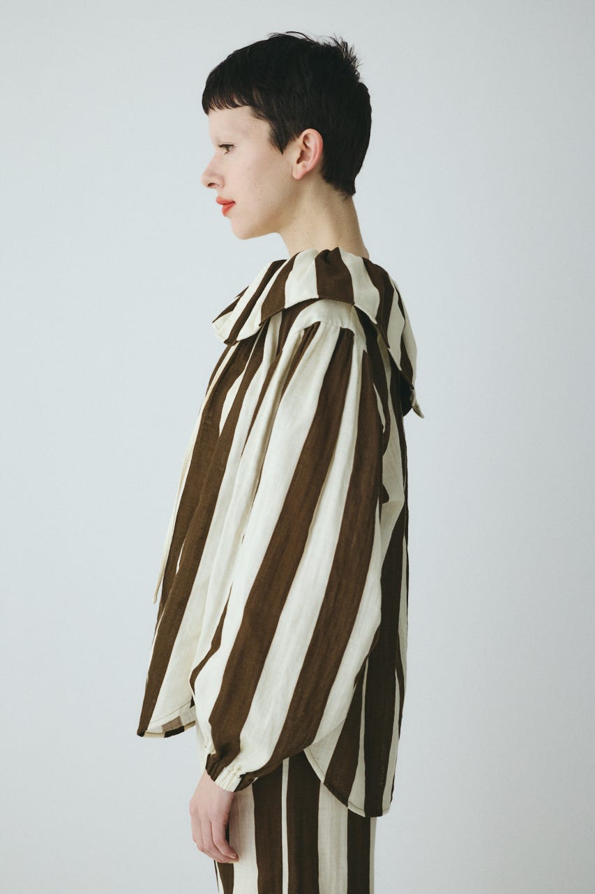 Stripe gauze  blouse 柄BRN FREE