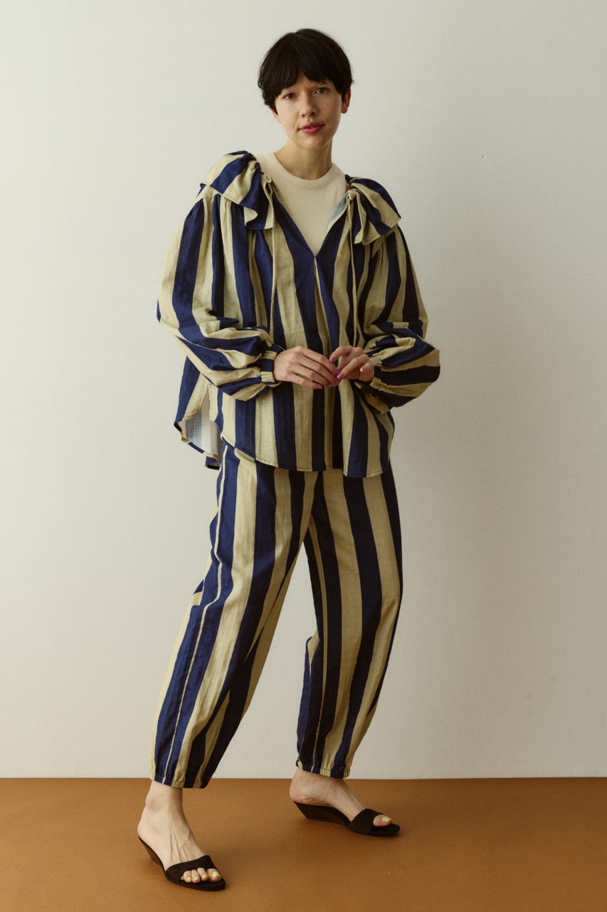Stripe gauze  blouse 柄NVY FREE