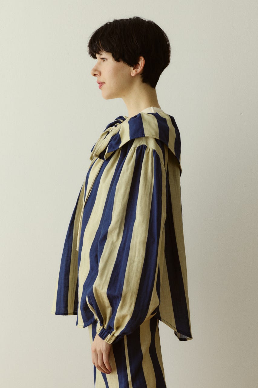 Stripe gauze  blouse 柄NVY FREE