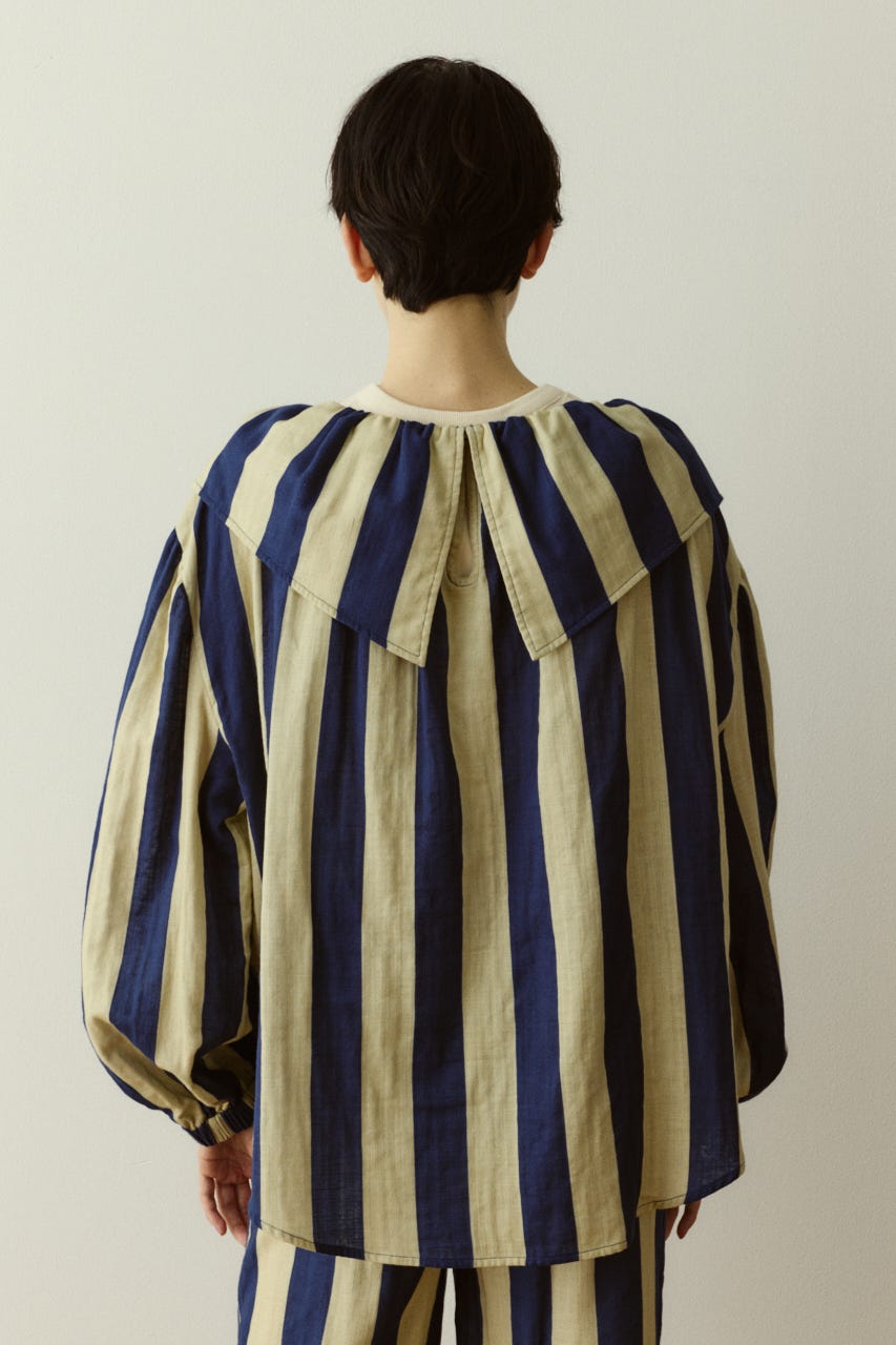 Stripe gauze  blouse 柄NVY FREE