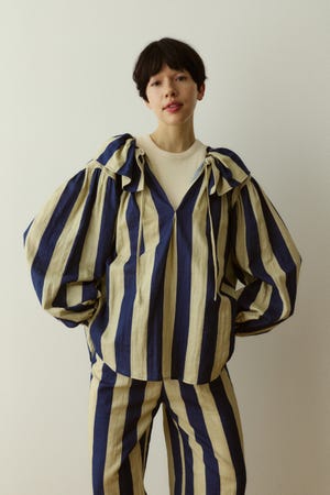 Stripe gauze  blouse