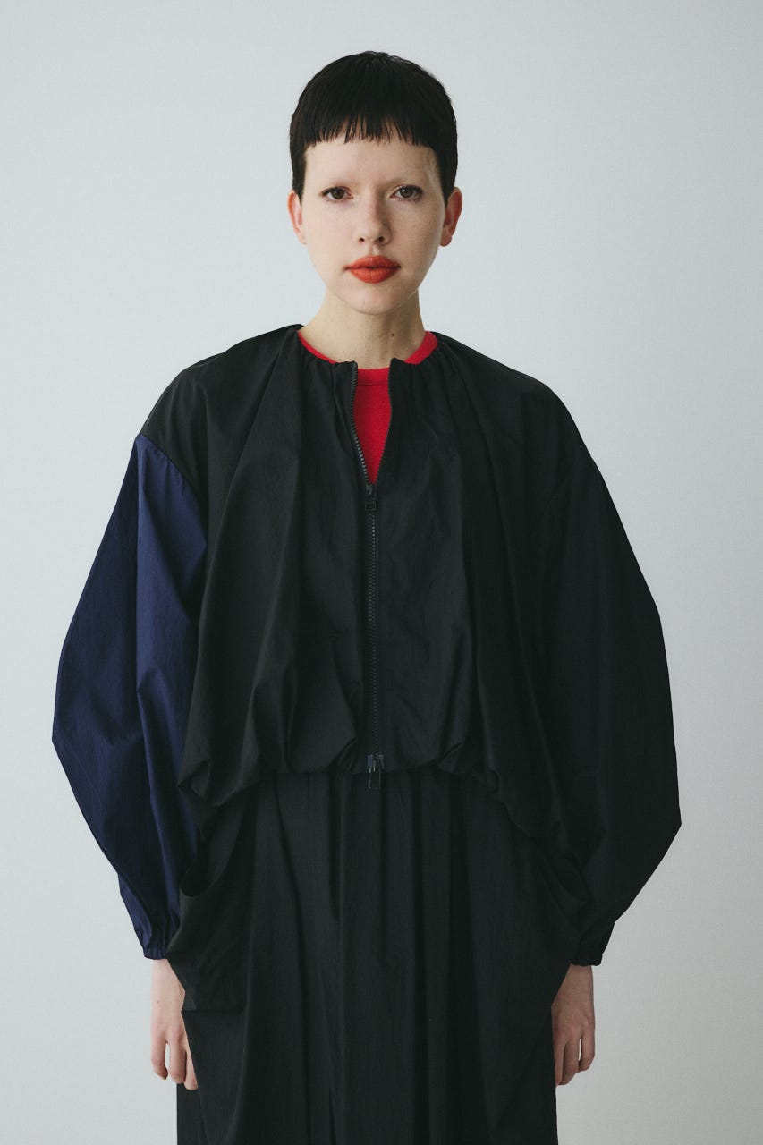 Balloon hem nylon blouson BLK FREE