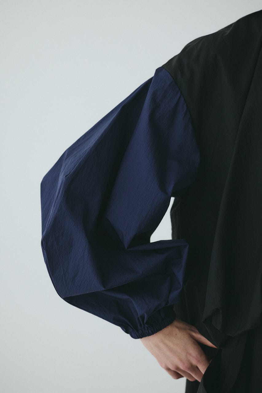 Balloon hem nylon blouson BLK FREE