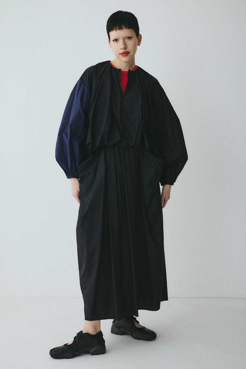 Balloon hem nylon blouson BLK FREE