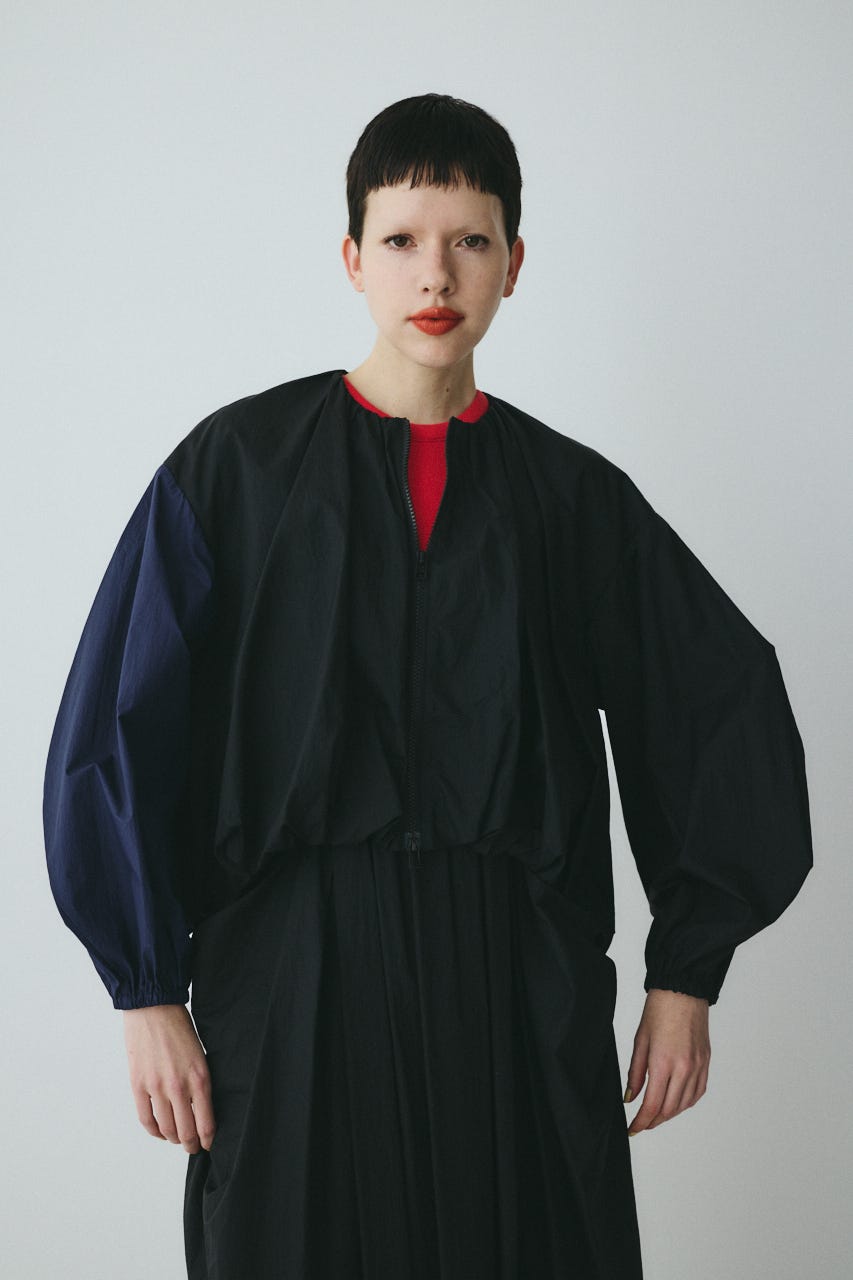 Balloon hem nylon blouson BLK FREE