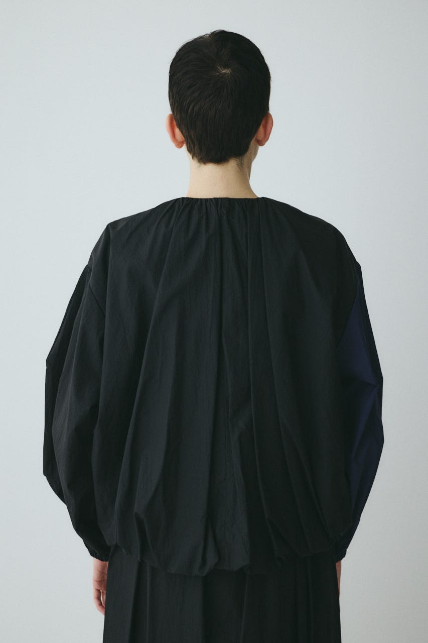 Balloon hem nylon blouson BLK FREE
