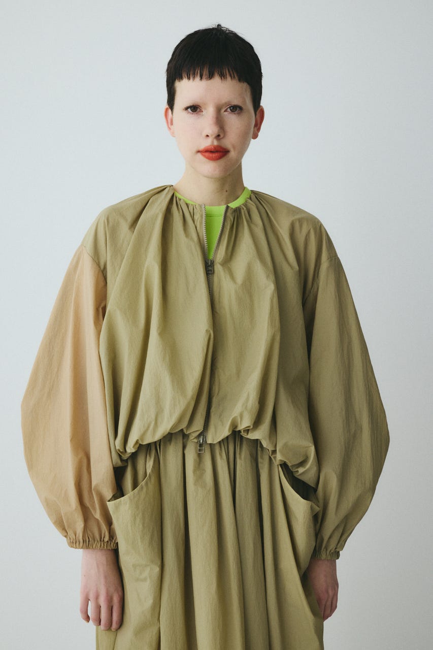 Balloon hem nylon blouson KHA FREE