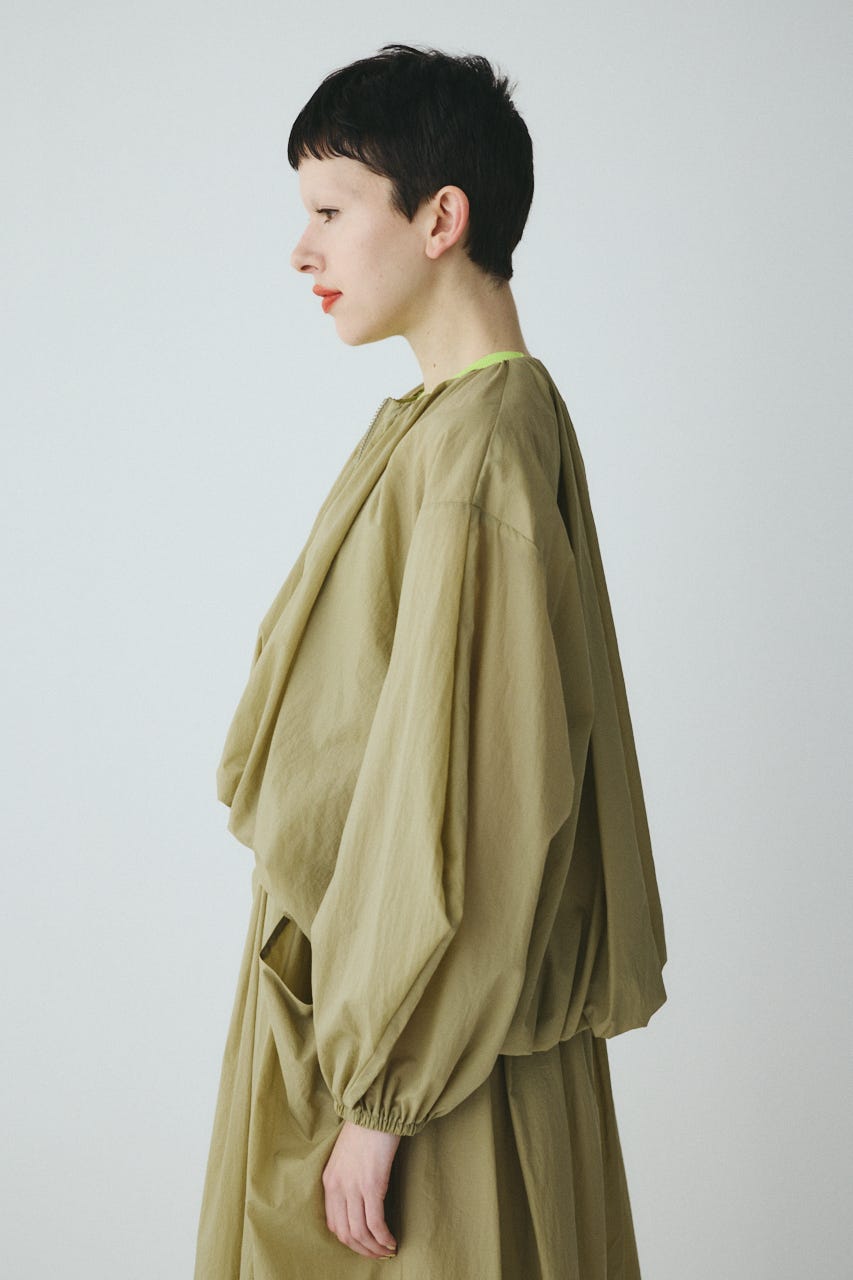 Balloon hem nylon blouson KHA FREE