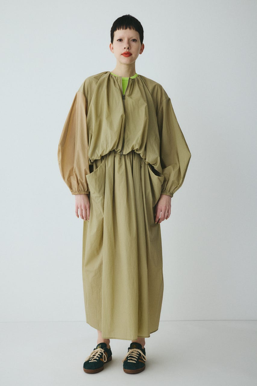 Balloon hem nylon blouson KHA FREE