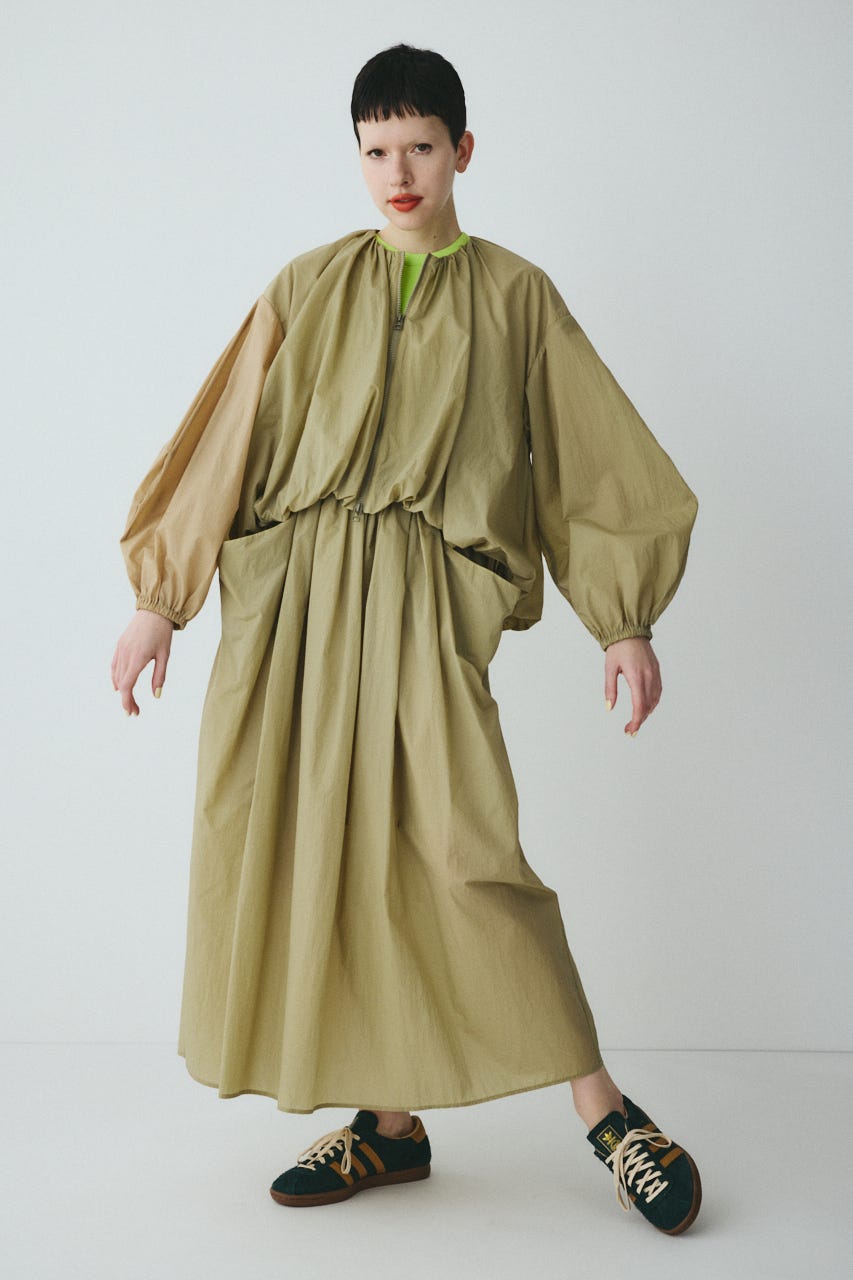 Balloon hem nylon blouson KHA FREE