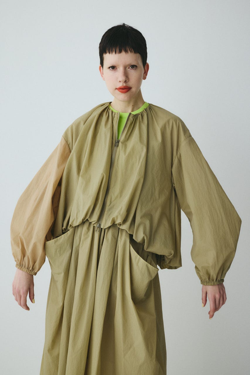 Balloon hem nylon blouson KHA FREE