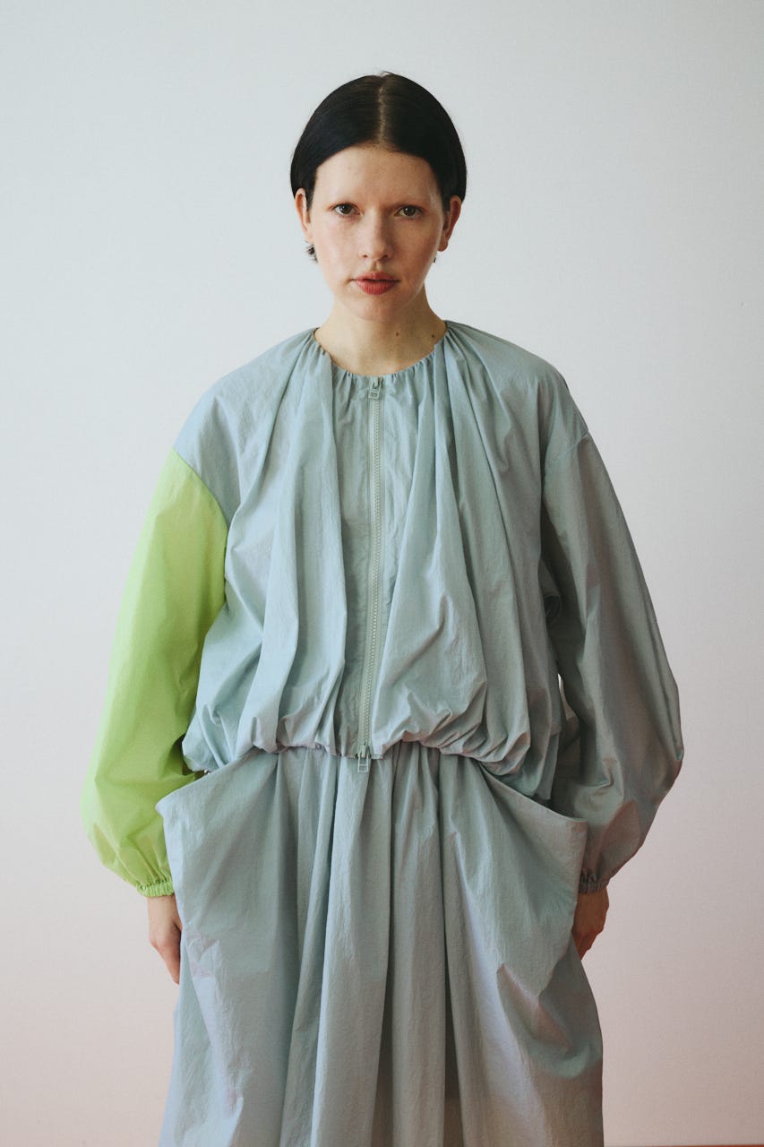 Balloon hem nylon blouson L/GRY FREE