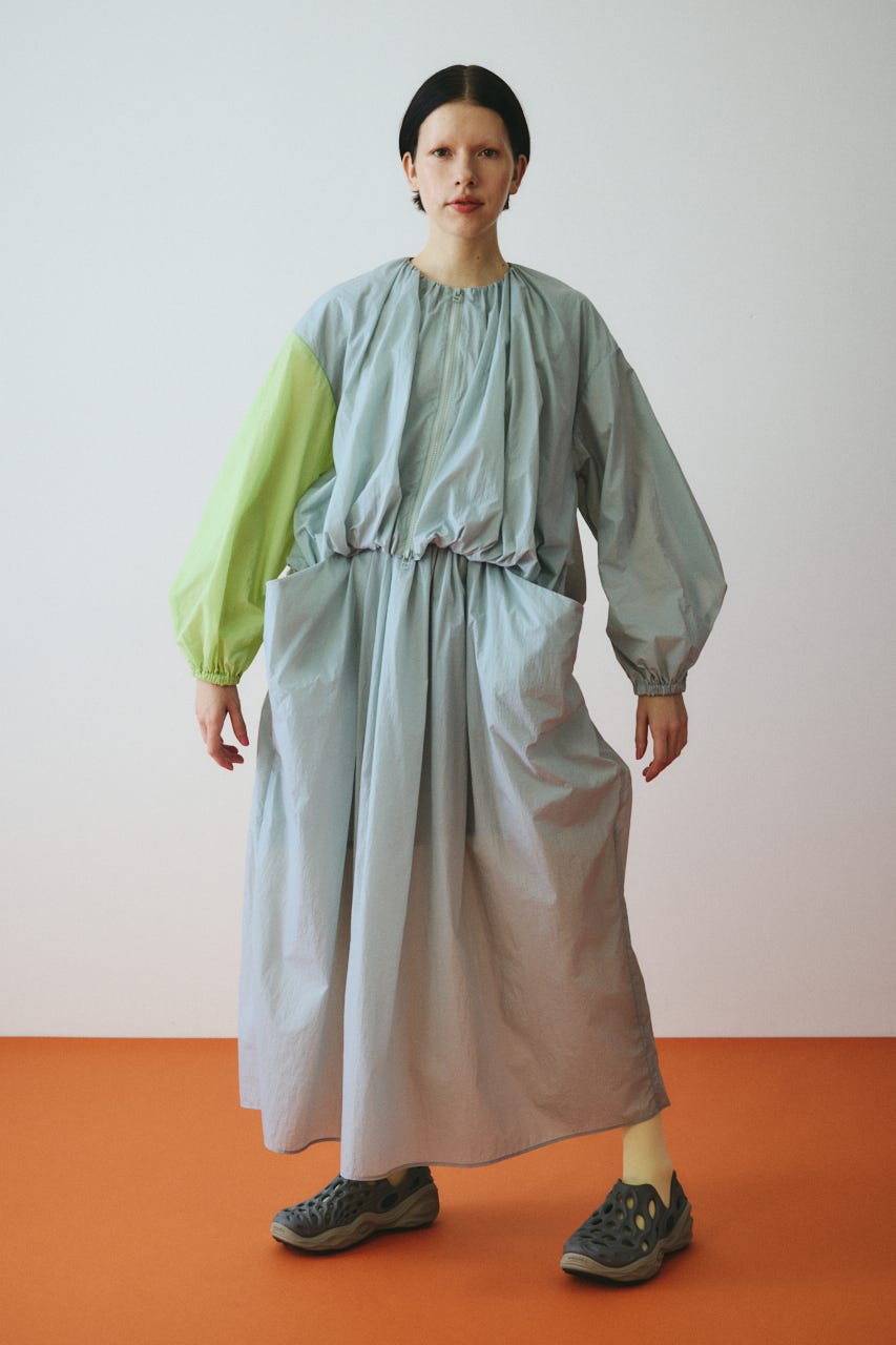 Balloon hem nylon blouson L/GRY FREE