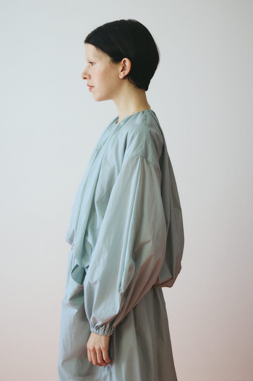 Balloon hem nylon blouson L/GRY FREE