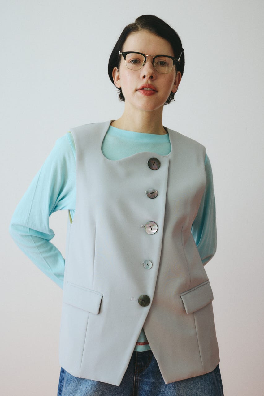 Wave neck vest BLU FREE