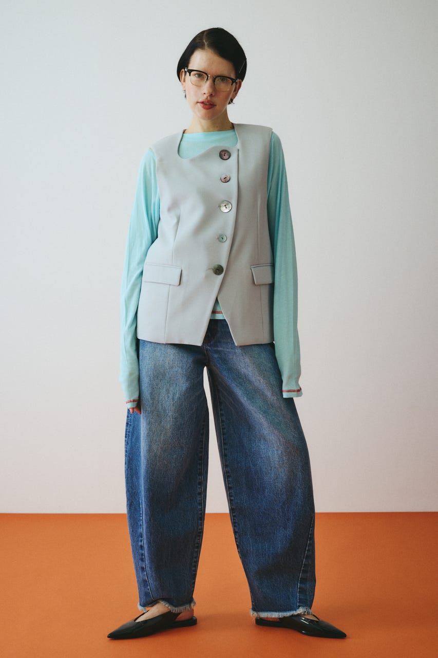 Wave neck vest BLU FREE