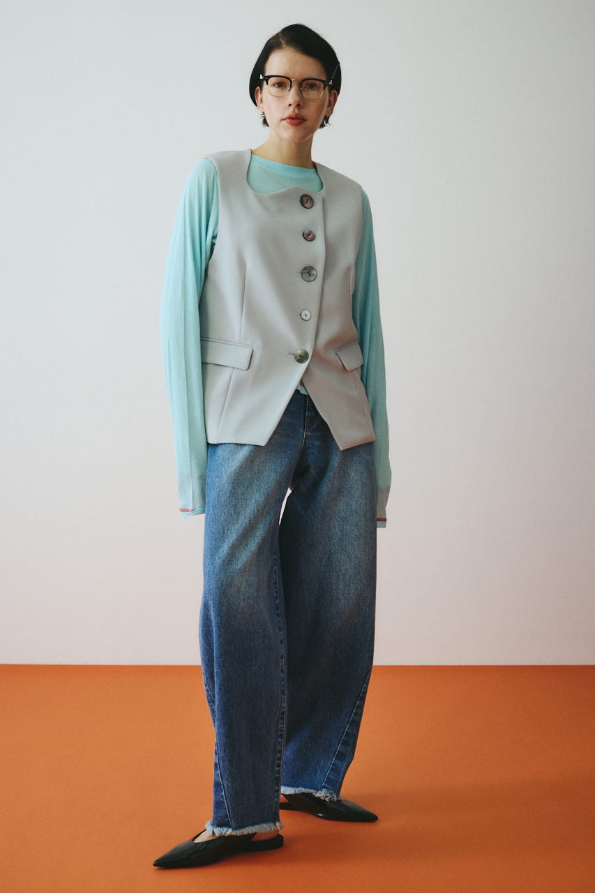 Wave neck vest BLU FREE