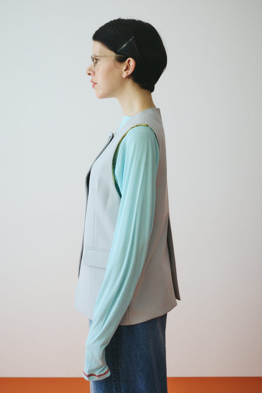 Wave neck vest BLU FREE
