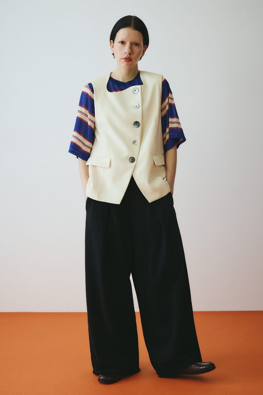 Wave neck vest O/WHT FREE