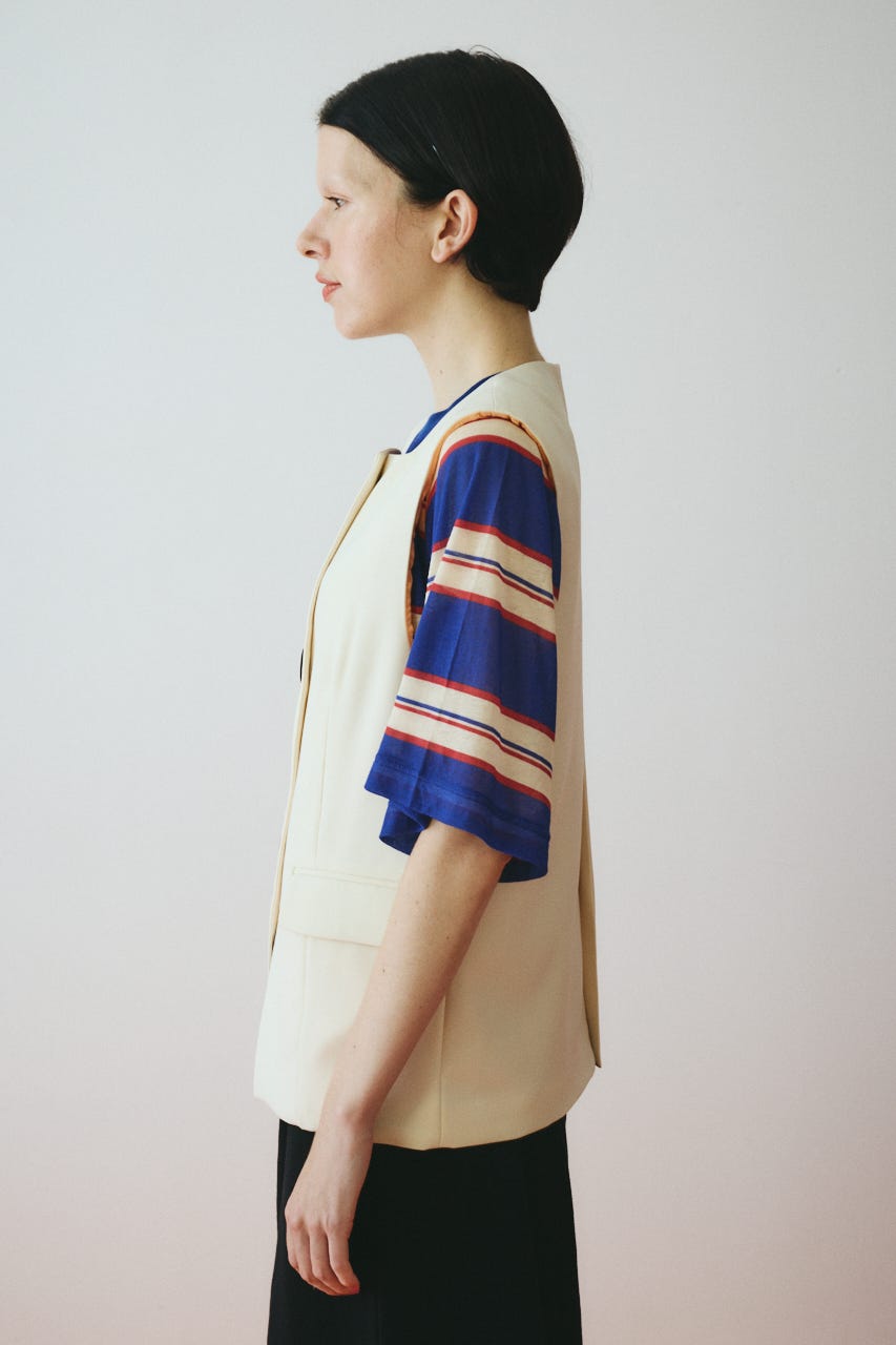 Wave neck vest O/WHT FREE