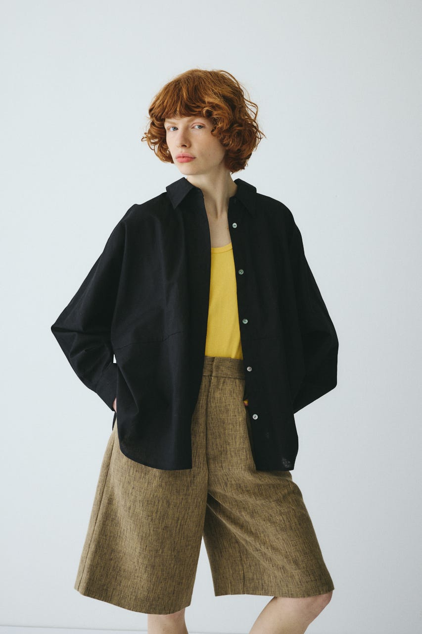 ［予約］Back shirring shirt BLK FREE